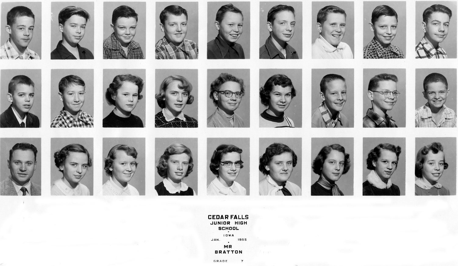 Mr. Bratton's 7th Grade Home Room (1955)