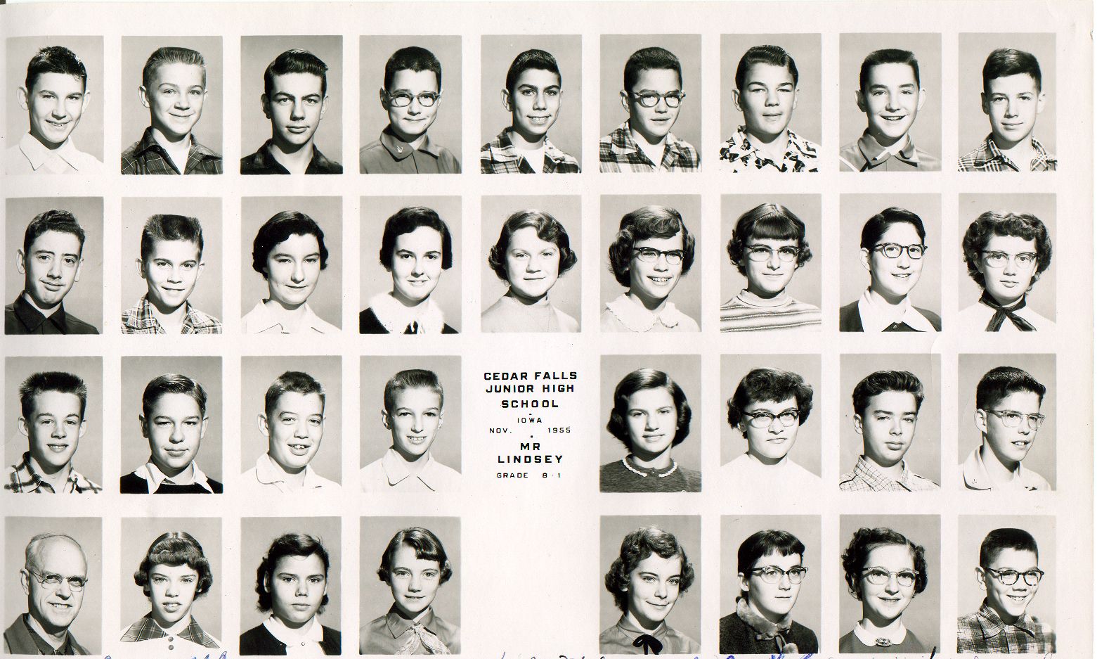 Mr. Lindsey's 8th Grade Home Room (1955)